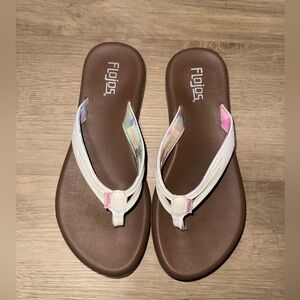 Flojos Women's Sandals with White and Pink Accents